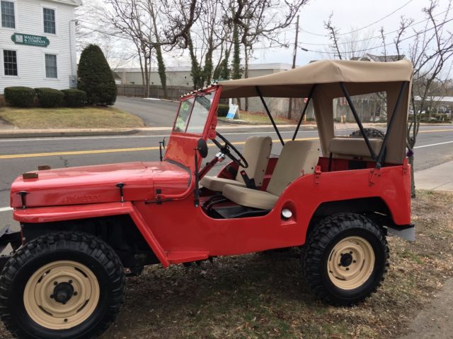 1947 Red Willys Jeep CJ 2 Convertible