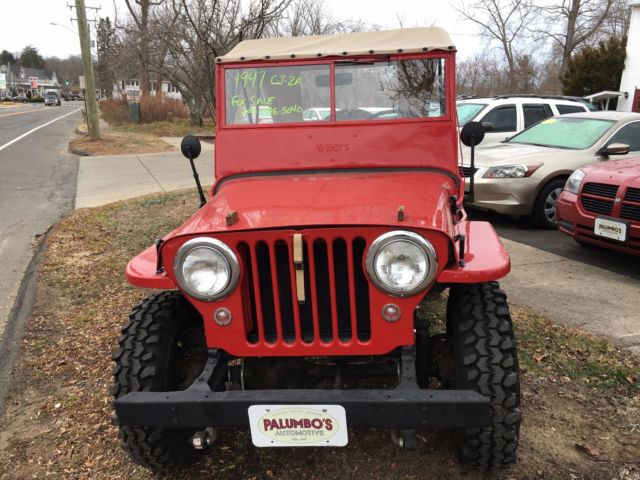 1947 Red Willys Jeep CJ 2 Convertible