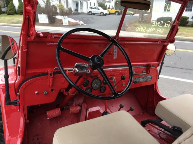 1947 Red Willys Jeep CJ 2 Convertible
