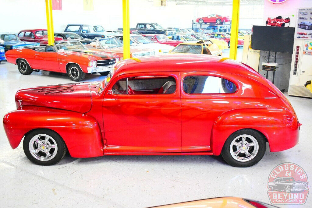 1947 Red Ford Two Door Coupe