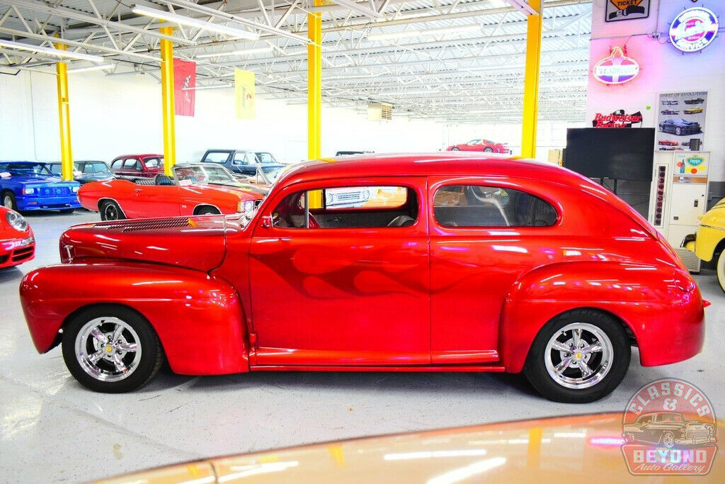 1947 Red Ford Two Door Coupe
