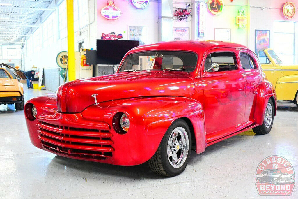 1947 Red Ford Two Door Coupe