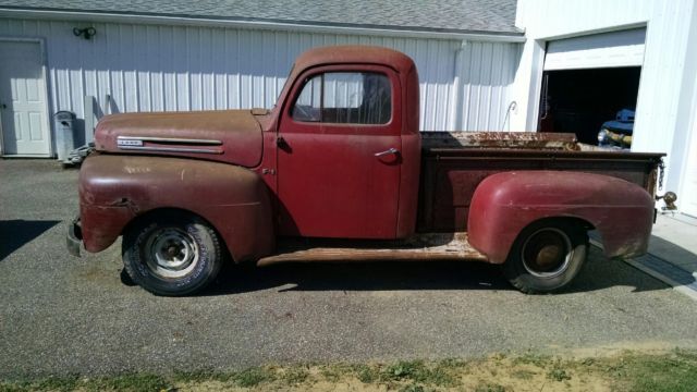 1948 Red Ford F-100 Cab & Chassis