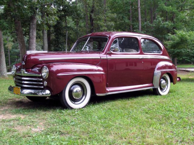 1948 Burgundy Ford Tudor Special Deluxe Coupe