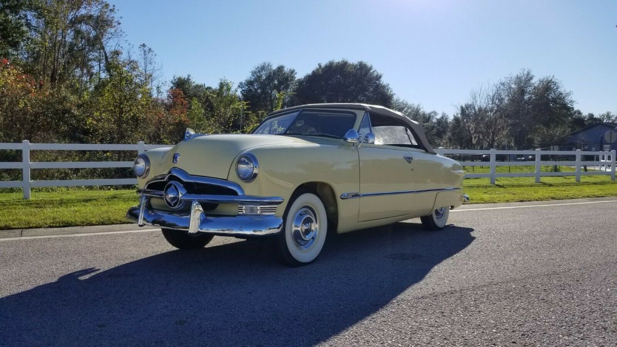 1950 Yellow Ford Deluxe Convertible