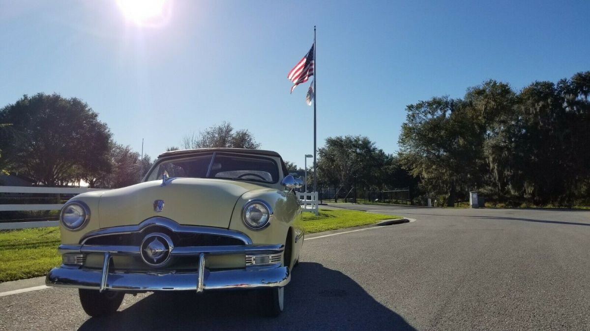 1950 Yellow Ford Deluxe Convertible