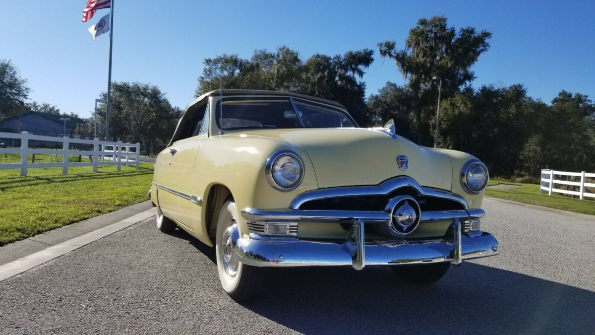 1950 Yellow Ford Deluxe Convertible