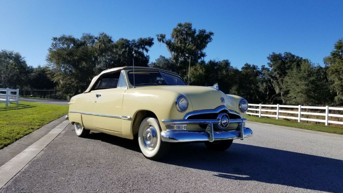 1950 Yellow Ford Deluxe Convertible