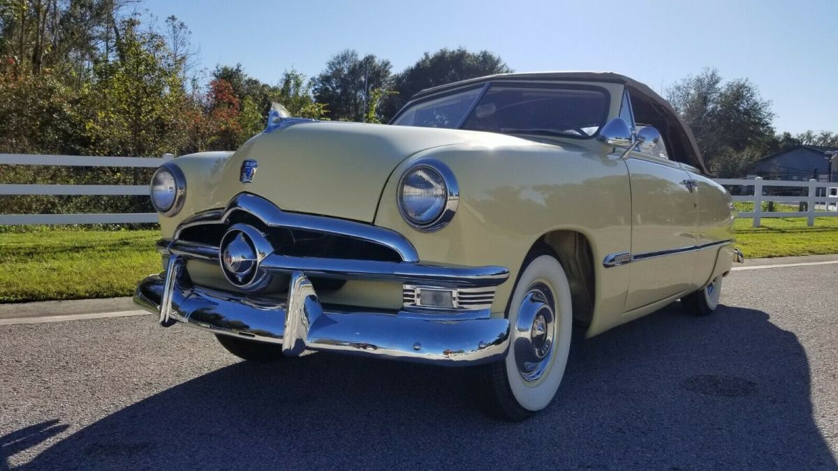 1950 Yellow Ford Deluxe Convertible