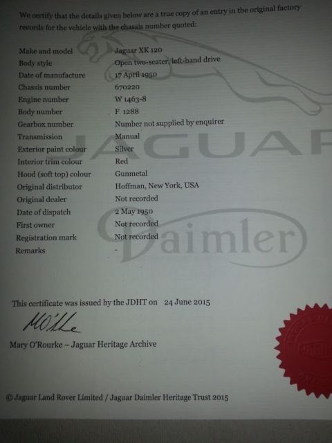 1950 White Jaguar XK U/K