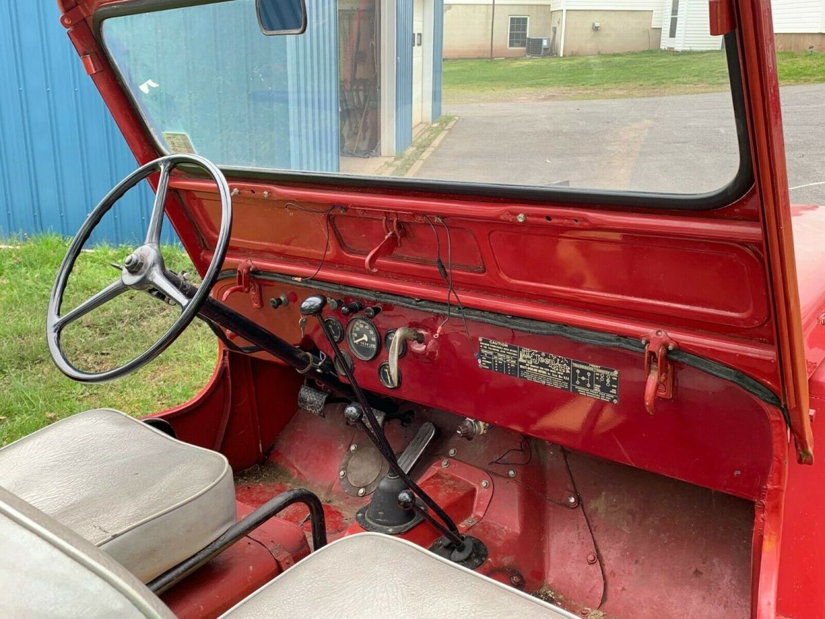 1950 Red Willys Jeep CJ3A