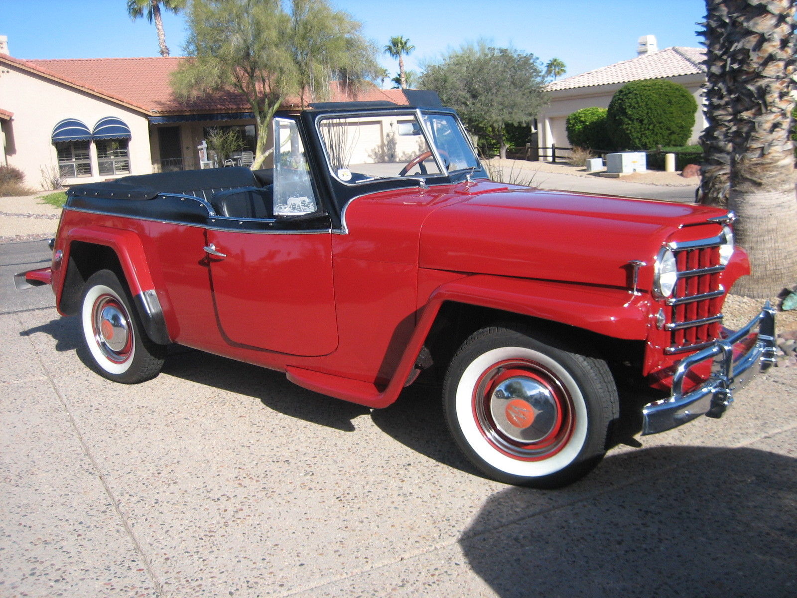 1950 Campus Red with Black Band Willys Jeepster Convertible