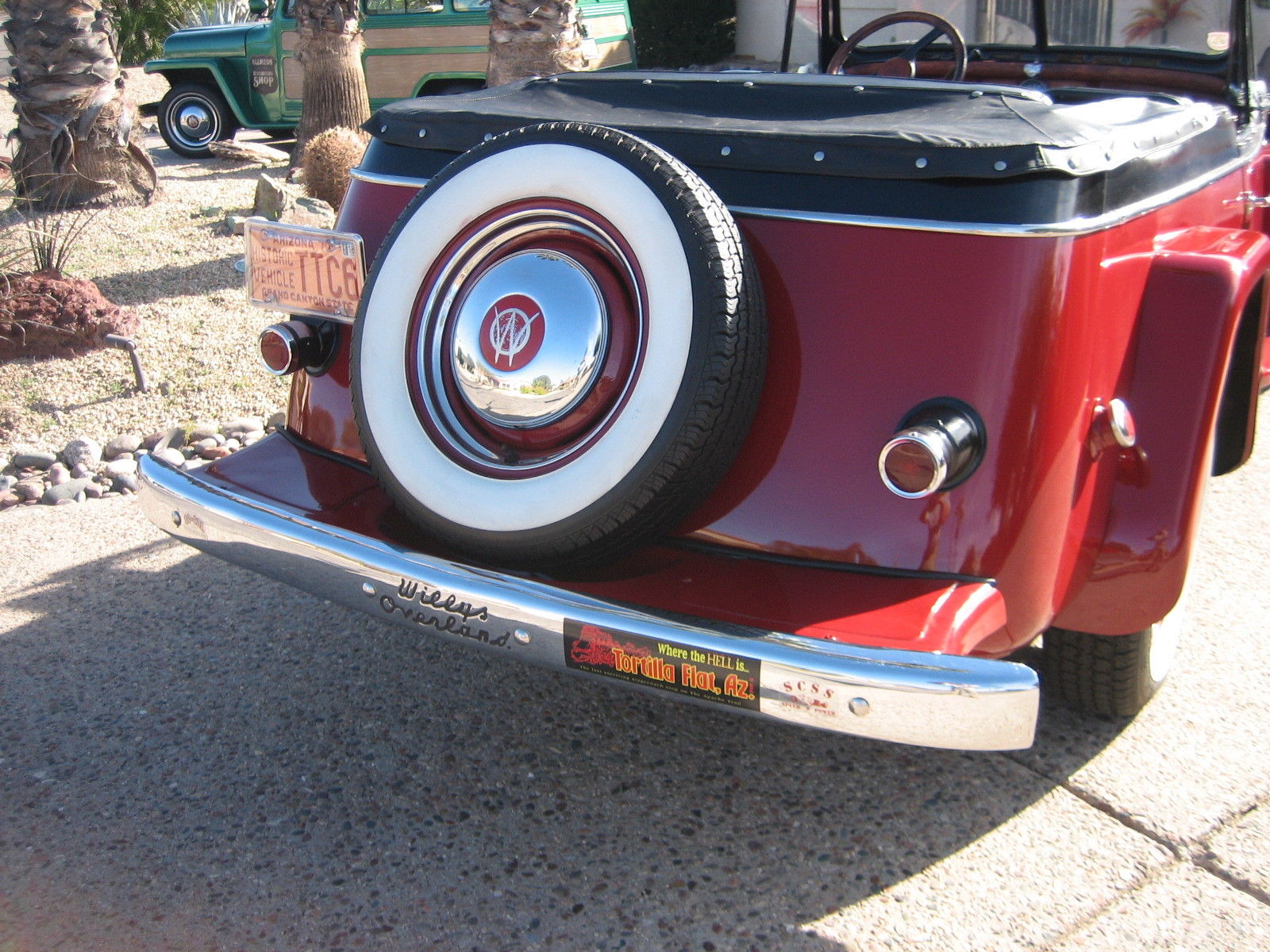 1950 Campus Red with Black Band Willys Jeepster Convertible