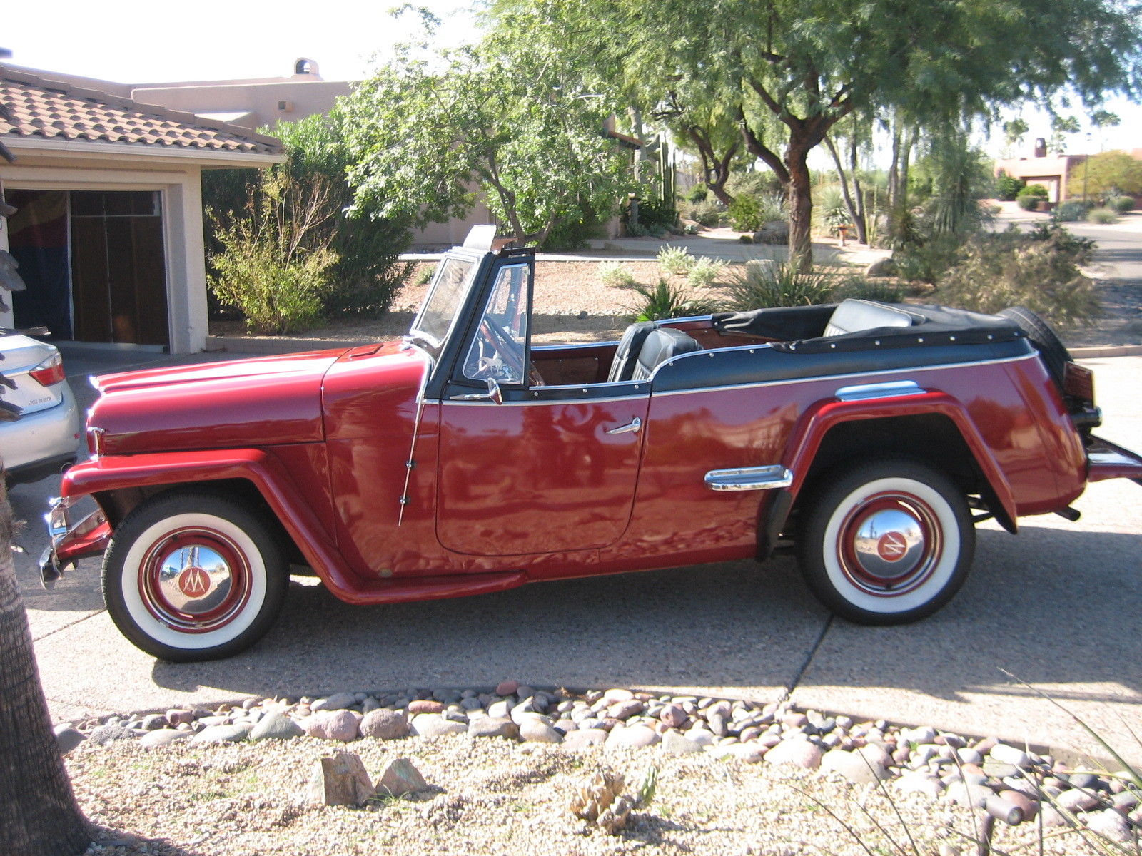 1950 Campus Red with Black Band Willys Jeepster Convertible