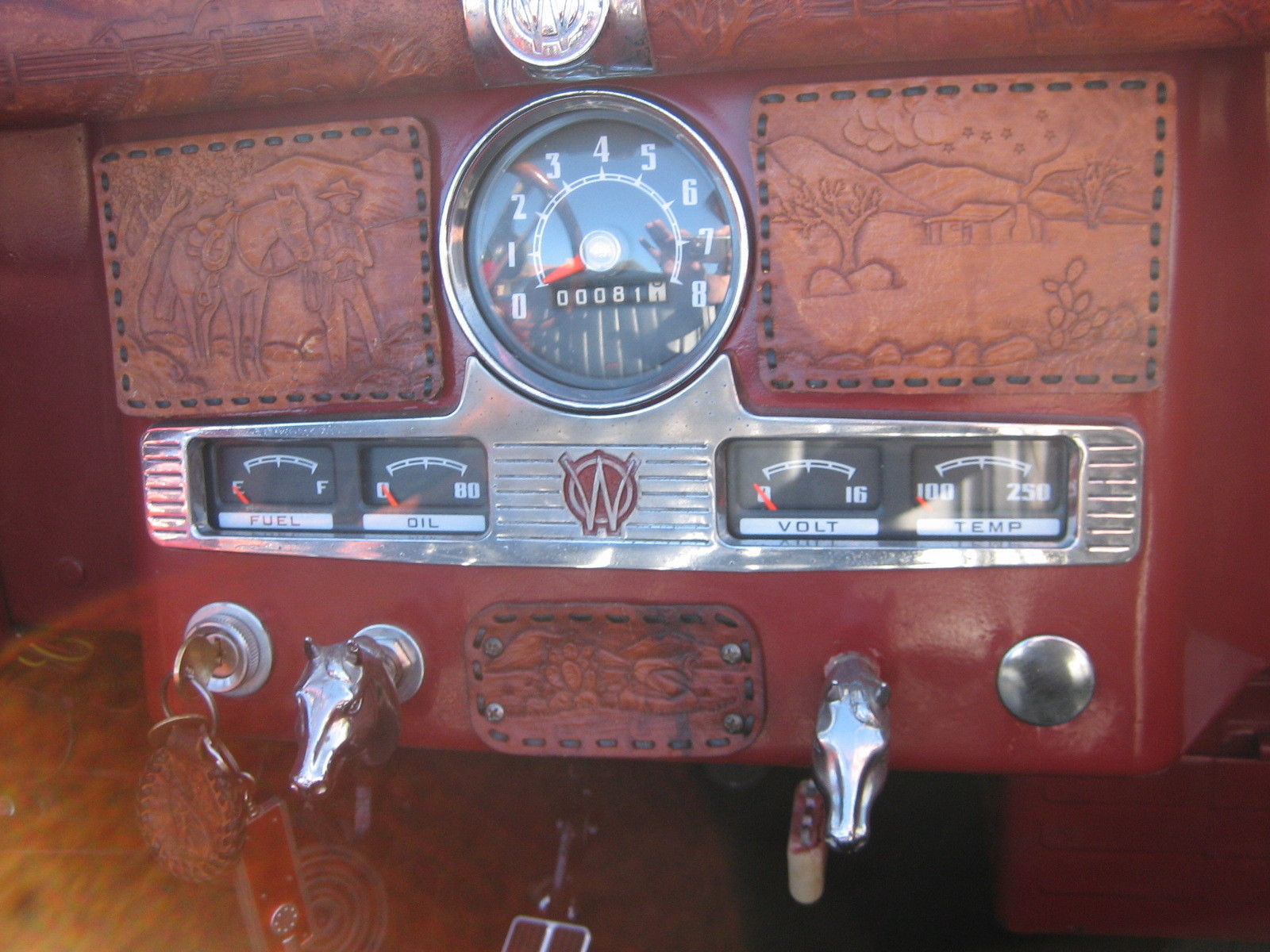 1950 Campus Red with Black Band Willys Jeepster Convertible