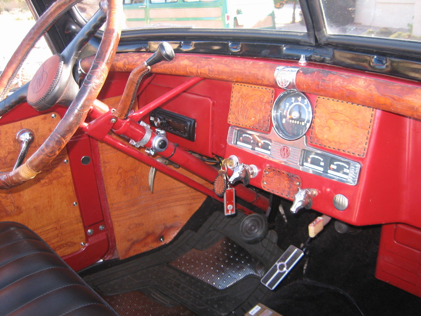 1950 Campus Red with Black Band Willys Jeepster Convertible