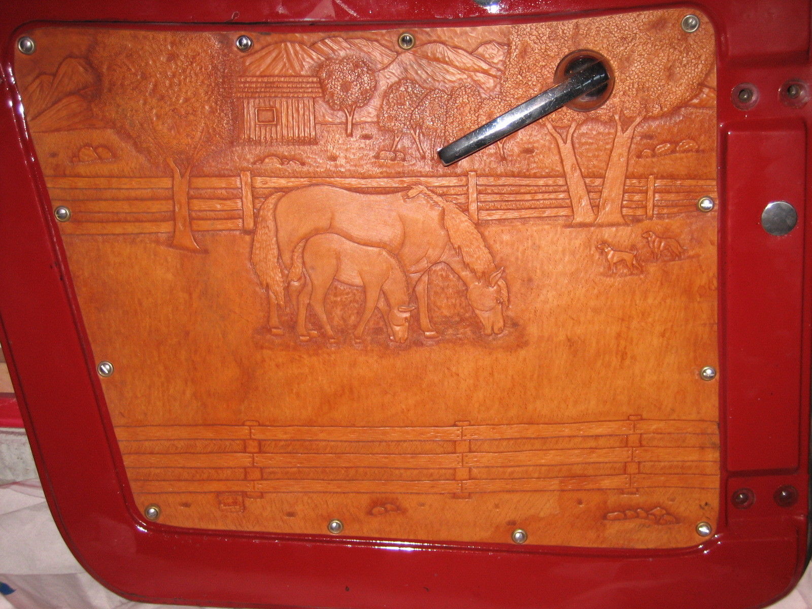 1950 Campus Red with Black Band Willys Jeepster Convertible