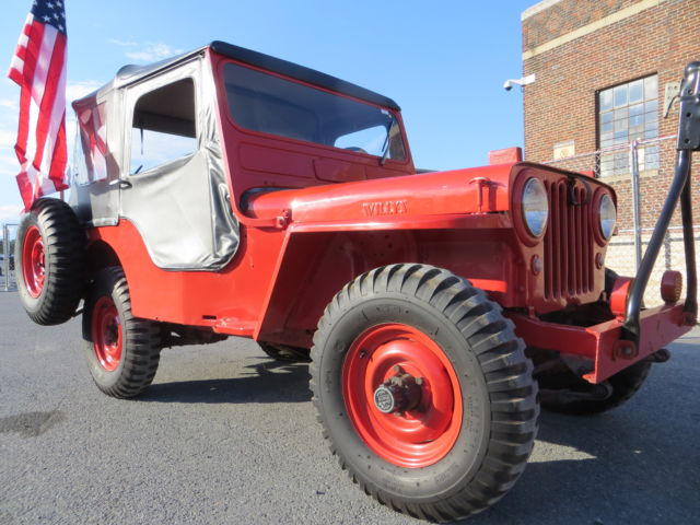 1951 Red Willys jeep with PTO Convertible