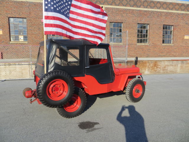 1951 Red Willys jeep with PTO Convertible