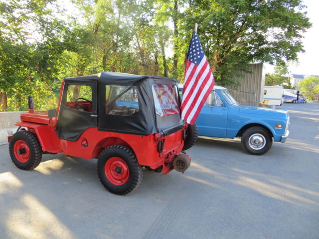 1951 Red Willys jeep with PTO Convertible