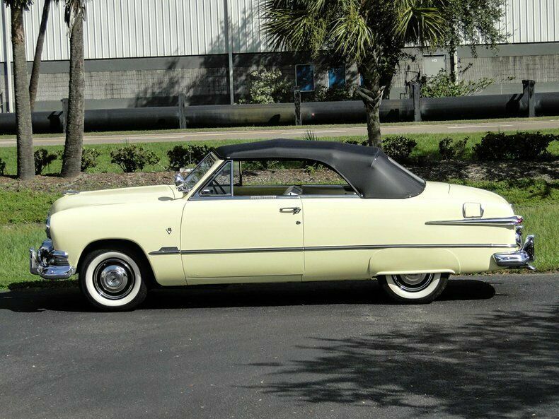 1951 Yellow Ford Deluxe Convertible