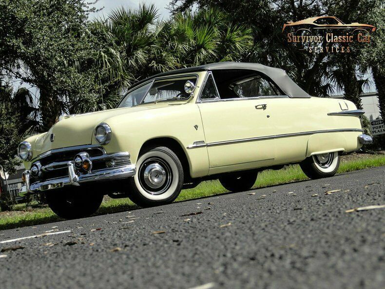 1951 Yellow Ford Deluxe Convertible