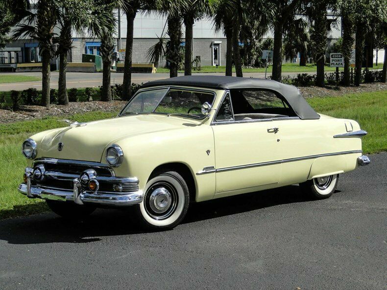 1951 Yellow Ford Deluxe Convertible