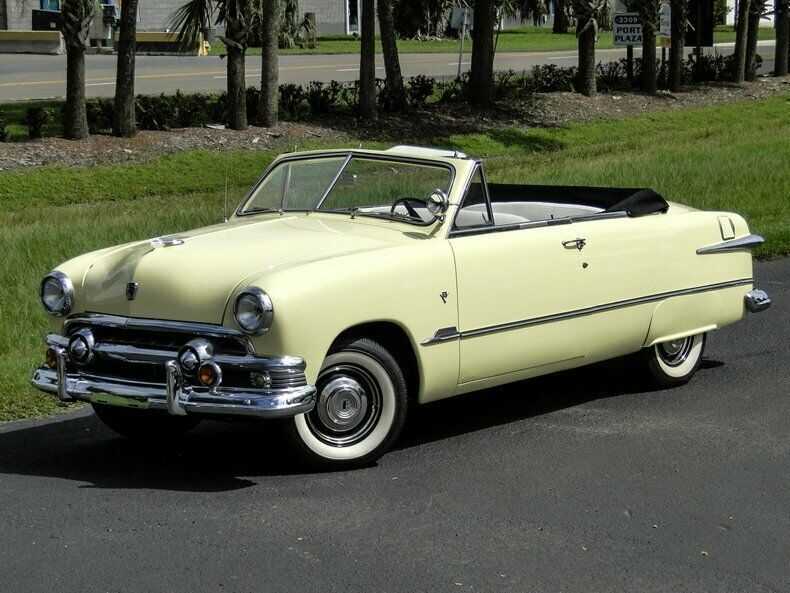 1951 Yellow Ford Deluxe Convertible