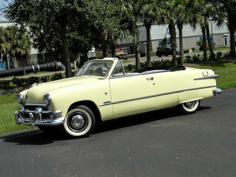 1951 Yellow Ford Deluxe Convertible