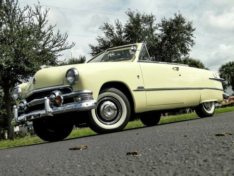 1951 Yellow Ford Deluxe Convertible