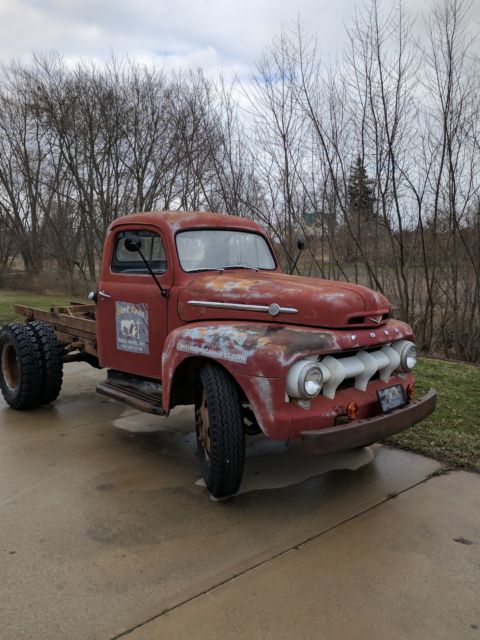 1952 Red Ford F-100 Dump Flat Bed