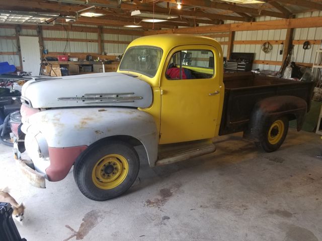 1952 Yellow and primer Ford F-100 Coupe