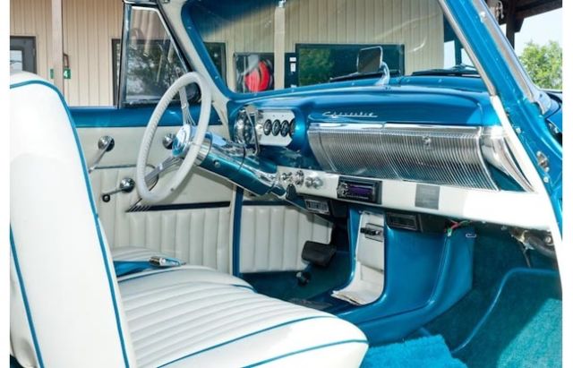 1953 White and Blue Chevrolet Bel Air/150/210 Coupe Simulated Convertibule