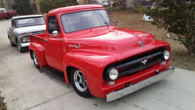 1953 Red Ford F-100 Extended Crew Cab Pickup