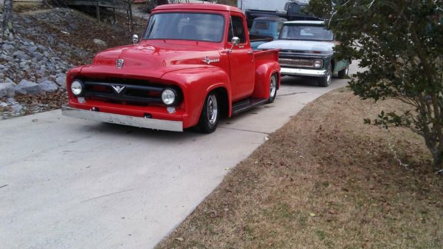 1953 Red Ford F-100 Extended Crew Cab Pickup