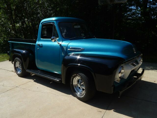 1954 blue black Ford F-100 truck