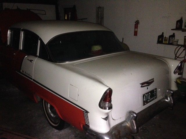 1955 Two-toned redish-orange/white Chevrolet Bel Air/150/210 Coupe