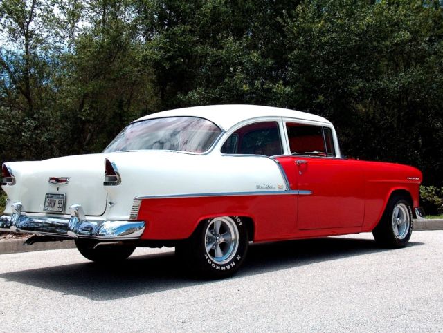 1955 RED / WHITE Chevrolet Bel Air/150/210 2 DOOR POST COUPE