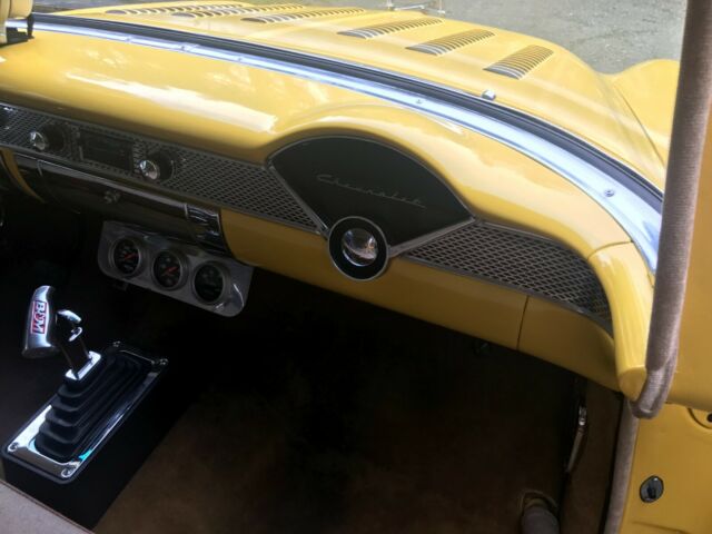 1955 Yellow and White Chevrolet 150 Post Coupe