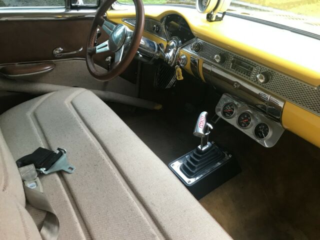 1955 Yellow and White Chevrolet 150 Post Coupe