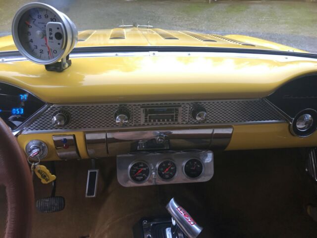 1955 Yellow and White Chevrolet 150 Post Coupe