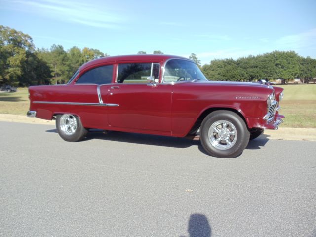 1955 Burgundy Chevrolet Bel Air/150/210 Sedan