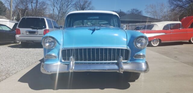 1955 Blue/white Chevrolet Bel Air/150/210 2Dr sedan