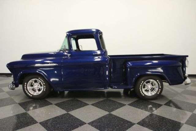 1955 chevrolet 3100 2829 miles dark blue metallic pickup truck 350 v8 3 speed a