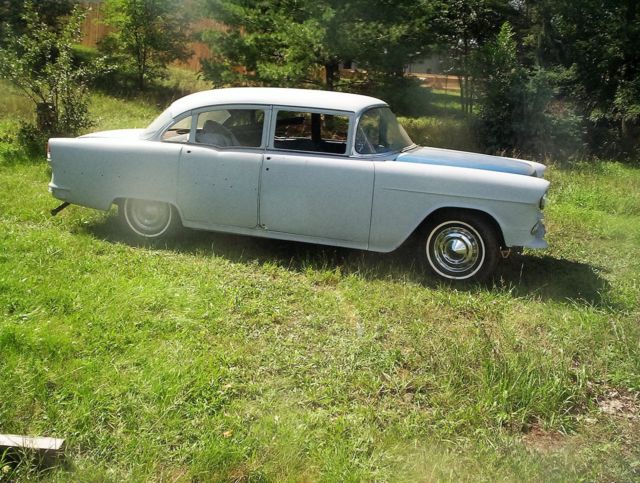 1955 primer,blue,white Chevrolet Bel Air/150/210 4 door