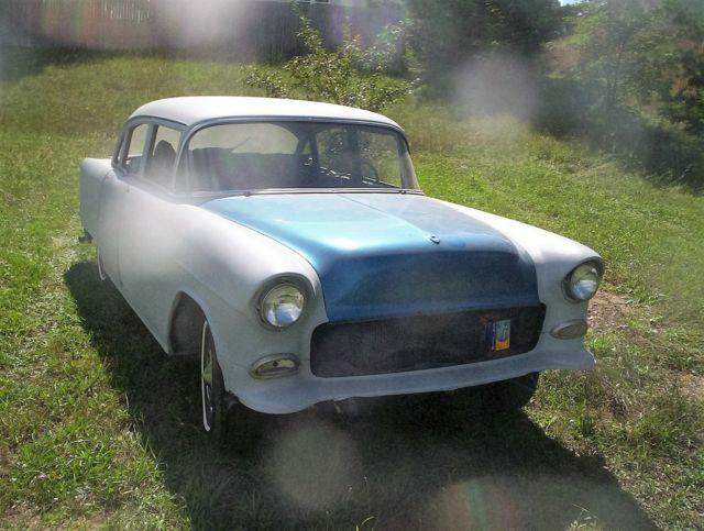 1955 primer,blue,white Chevrolet Bel Air/150/210 4 door