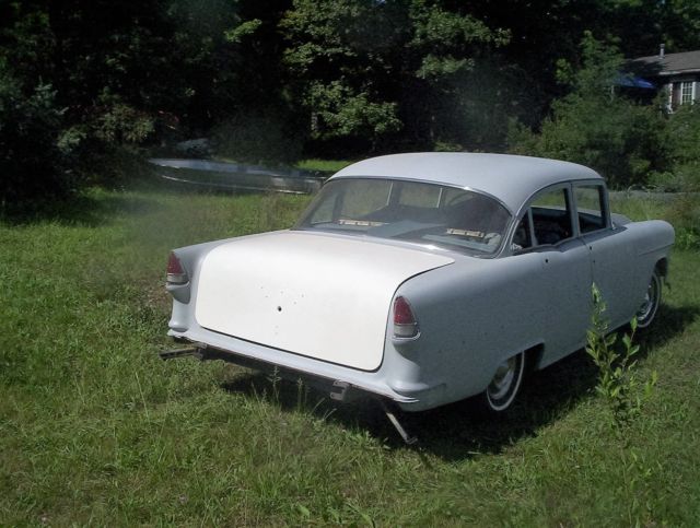 1955 primer,blue,white Chevrolet Bel Air/150/210 4 door