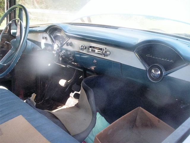 1955 primer,blue,white Chevrolet Bel Air/150/210 4 door