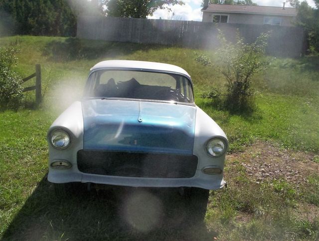 1955 primer,blue,white Chevrolet Bel Air/150/210 4 door