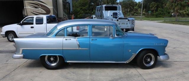 1955 Blue Chevrolet Bel Air/150/210 Sedan